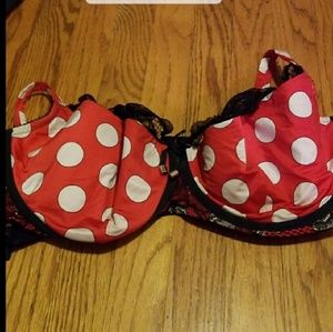 Polka Dot Red White & Black 42H Bra